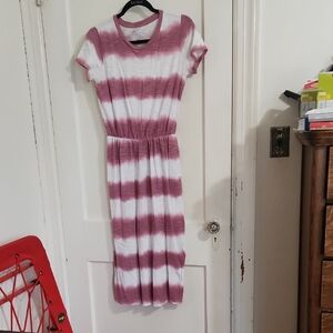 Old Navy Pink and White Casual Dress